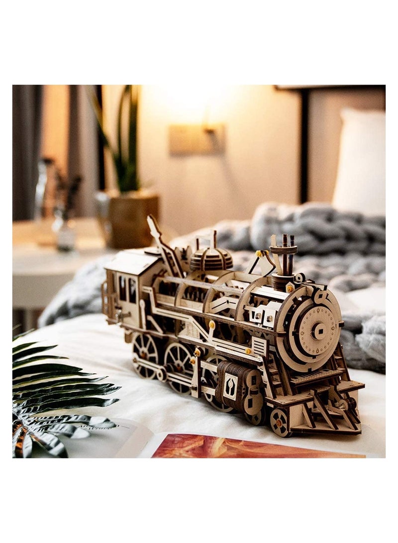 3D Wooden Puzzles for Adults Train Model - Self-Assembly Mechanical Model Kit -Brain Teaser Game for Teens and Adults-Hand Craft Set-Unique Birthday Gift (Locomotive) - Image 5